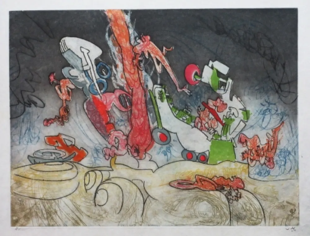 Aguafuerte Y Aguatinta Matta - Les Oh' Tomobiles (Planche 8)