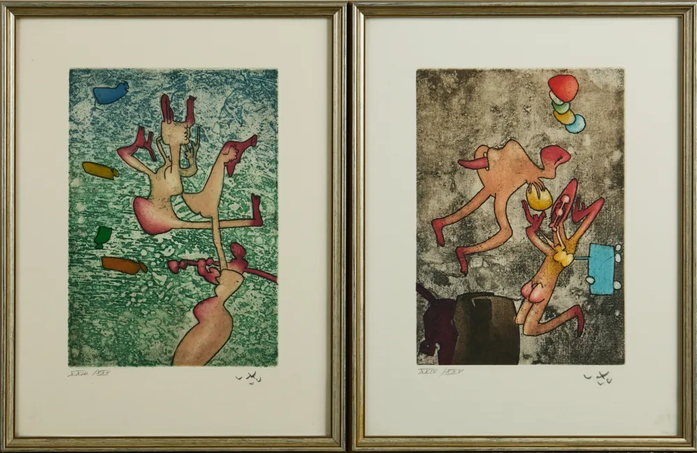 Aguafuerte Y Aguatinta Matta - Mots desserre freins, planche 3 and 4