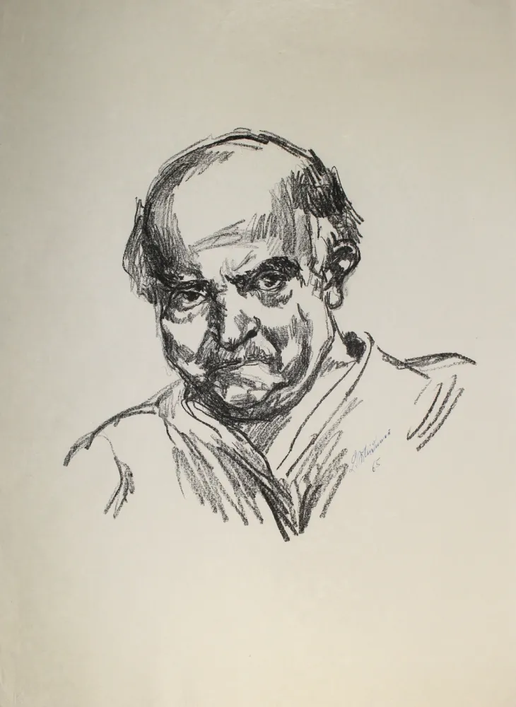 Litografía Meidner - Selbstbildnis nach links