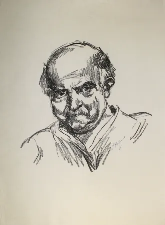 Litografía Meidner - Selbstbildnis nach links
