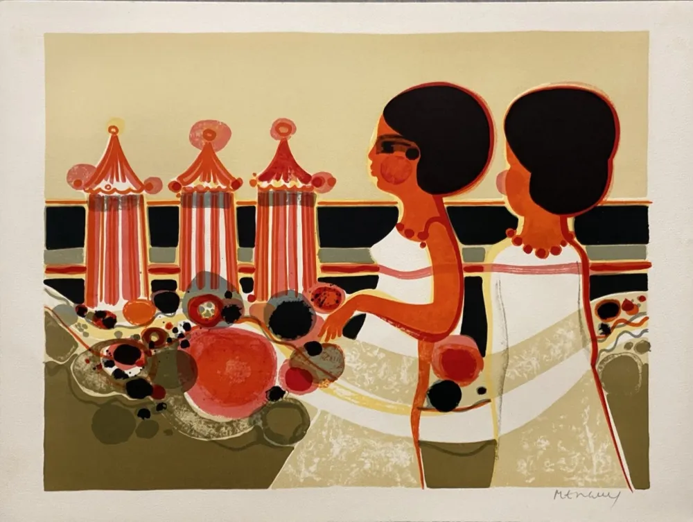 Litografía Menguy - La plage II