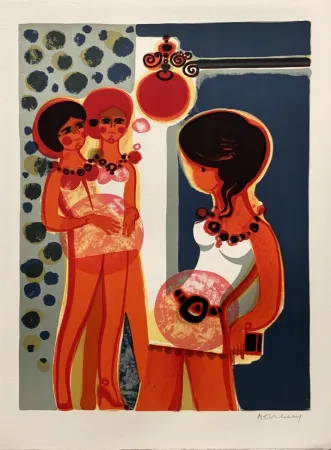 Litografía Menguy - Les filles
