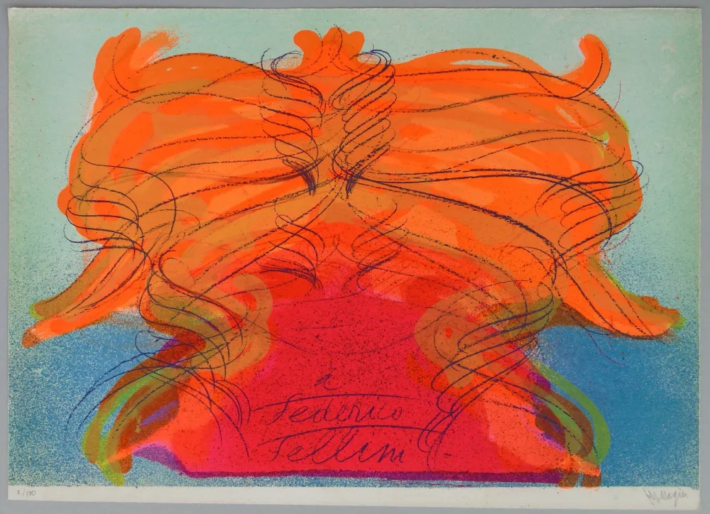 Litografía Messagier - Hommage a Fellini