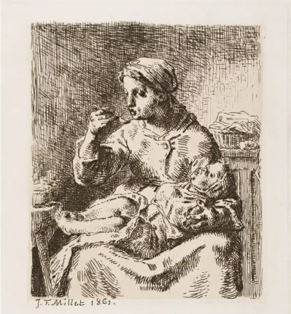 Grabado Millet - La bouillie