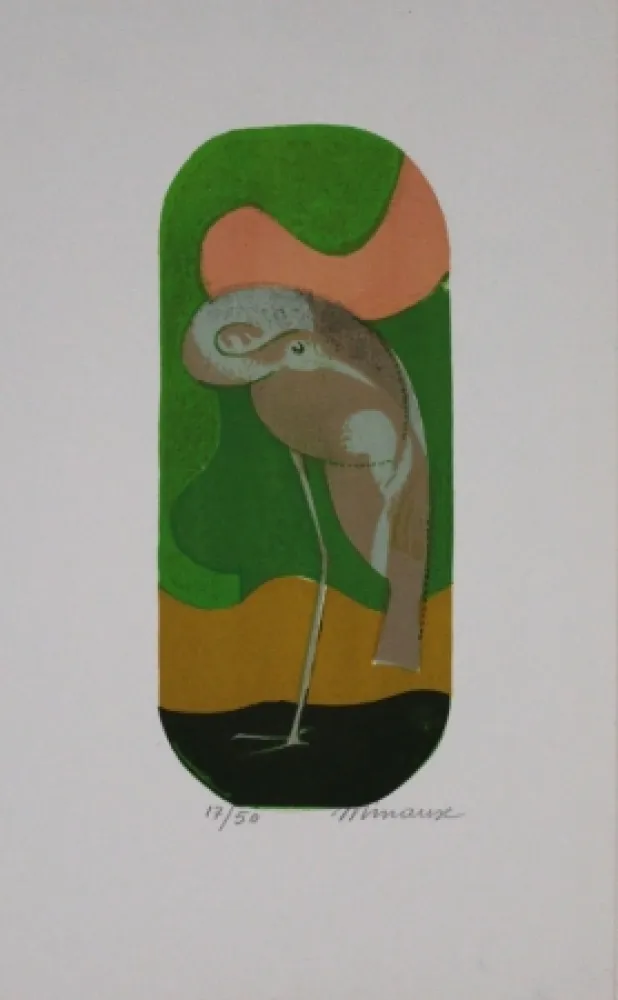 Litografía Minaux - L'échassier / Wading Bird