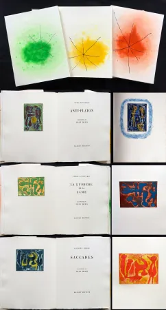 Libro Ilustrado Miró - ANTI-PLATON - LA LUMIÈRE DE LA LAME - SACCADES. 3 volumes. 24 EAUX-FORTES (1962).