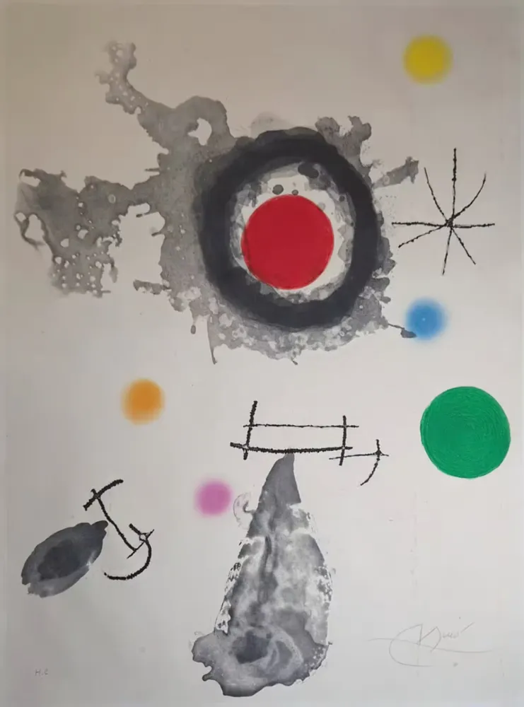 Aguafuerte Y Aguatinta Miró - Astre et Fumée (Star and Smoke)
