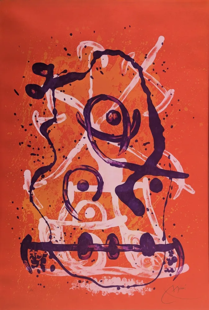 Litografía Miró - Chevauchée - Rouge Violet 