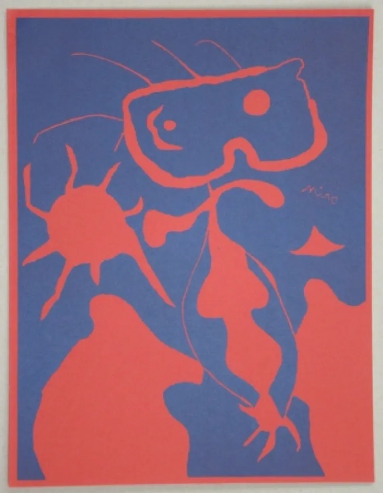 Linograbado Miró - Composition pour XXe Siècle