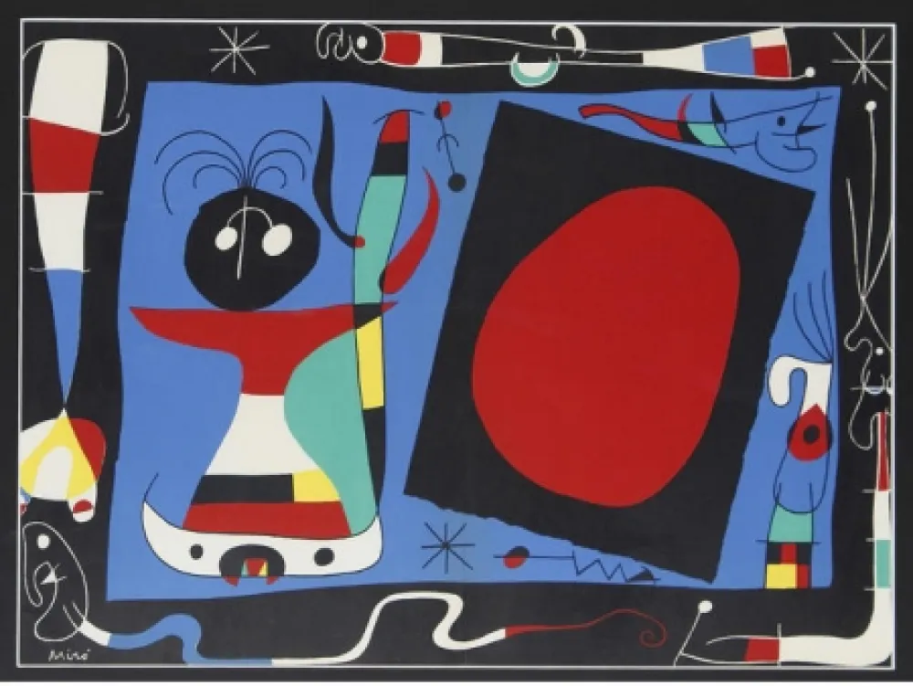 Litografía Miró - Femme au miroir / Woman Before a Mirror