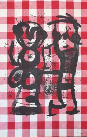 Litografía Miró - Joan Miró (1893-1983) - Les campagnards - Colour lithograph on canvas on paper - 1969