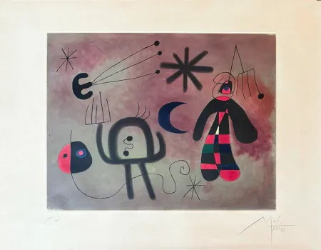 Grabado Miró - Joan Miró (1893–1983) - L'Oiseau Fusée - Coloured etching - 1952
