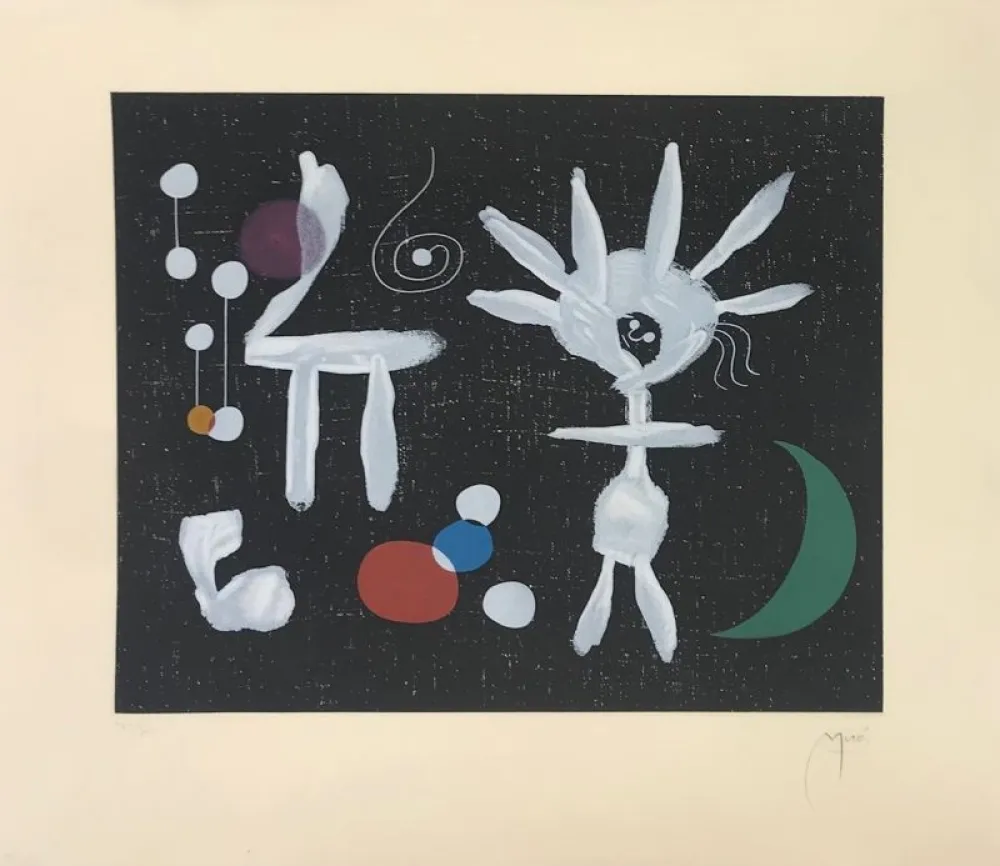 Aguafuerte Y Aguatinta Miró - La pluie matinale au clair de lune 