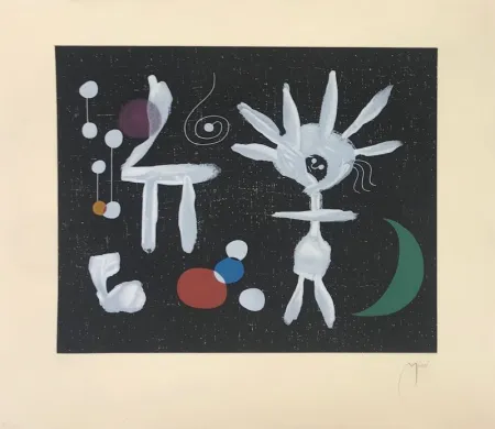 Aguafuerte Y Aguatinta Miró - La pluie matinale au clair de lune 