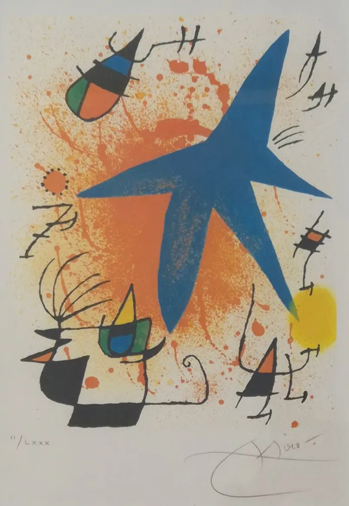 Litografía Miró - L'Astre Bleu