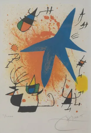 Litografía Miró - L'Astre Bleu