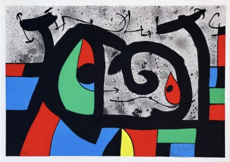 Litografía Miró - Le lézard au plumes d'or