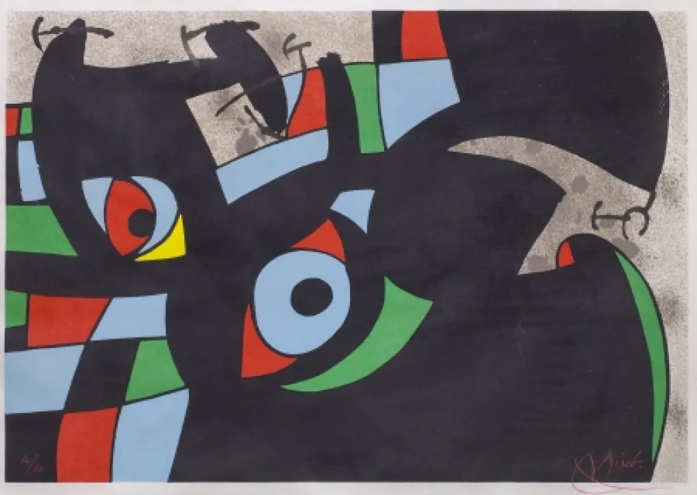 Litografía Miró - Le Lezard Aux Plumes D'Or