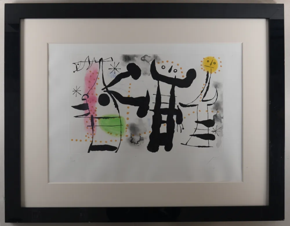 Grabado Miró - Les Philosophes II, 1958 - Hand-signed (Framed)