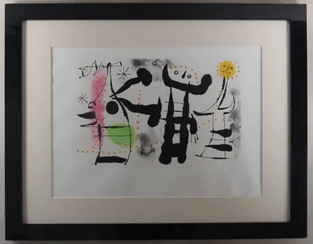 Grabado Miró - Les Philosophes II, 1958 - Hand-signed (Framed)