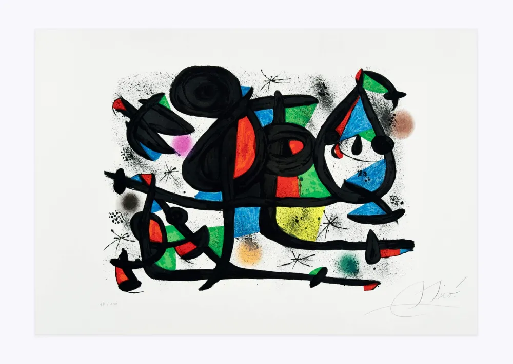 Litografía Miró - Luge des amants I (La)