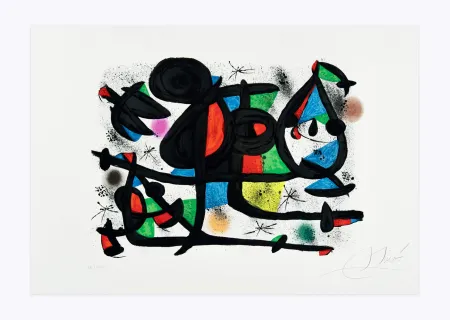 Litografía Miró - Luge des amants I (La)