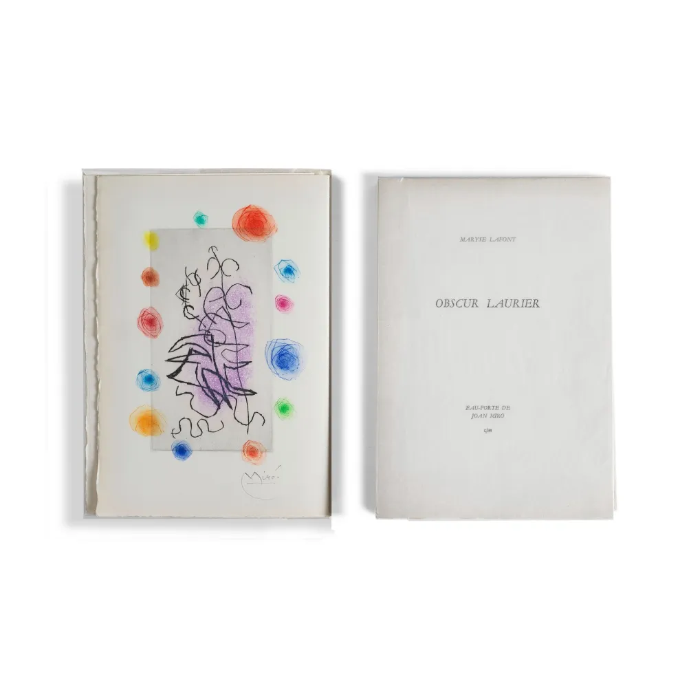 Libro Ilustrado Miró - Maryse Lafont. OBSCUR LAURIER. 1 eau-forte signée de Joan Miró (GLM 1962)