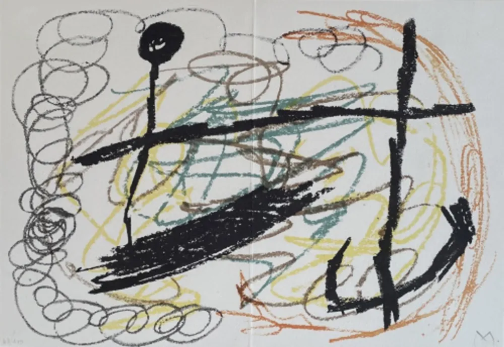 Litografía Miró - Obra Inedita Recent (plate IX)