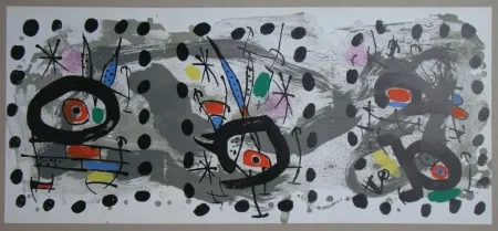 Litografía Miró - Oiseau solaire, oiseau lunaire, étincelles