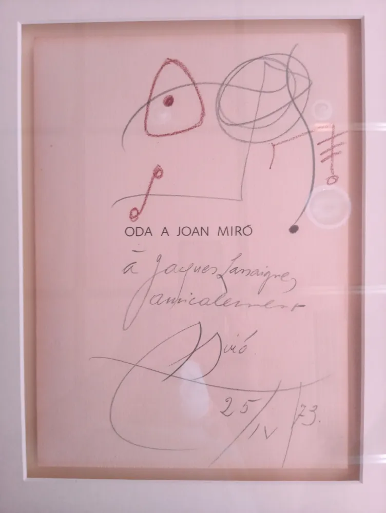 Sin Técnico Miró - Original drawing dedicated to Jacques Lassaigne (with COA)