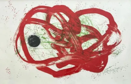 Litografía Miró - Series I, vert sur rouge
