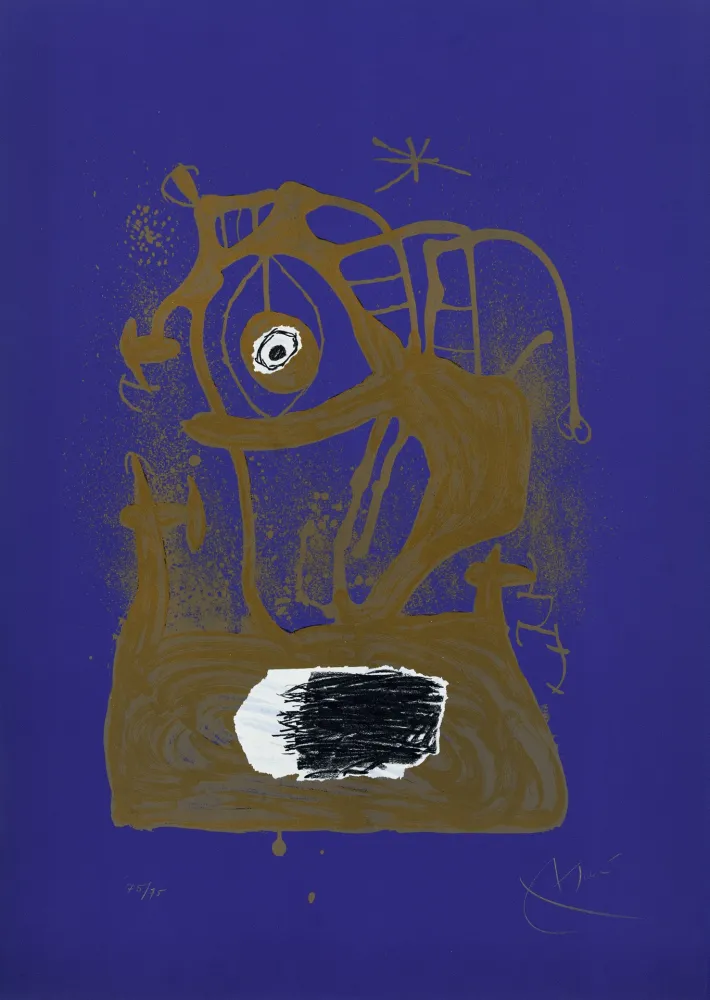 Litografía Miró - Tempête indigo (La) 