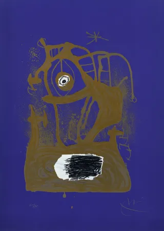 Litografía Miró - Tempête indigo (La) 