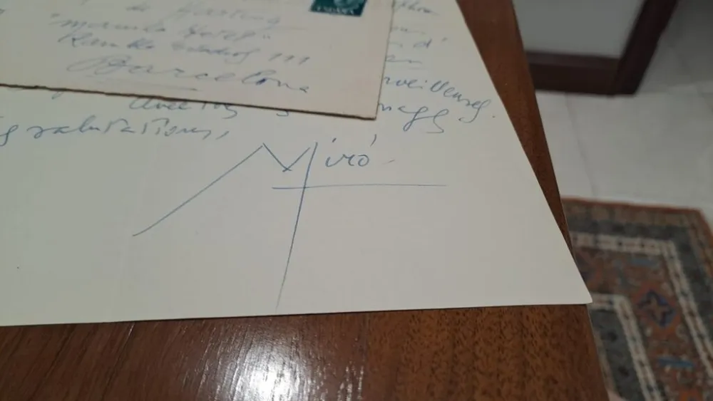 Sin Técnico Miró - Unpublished autograph letter from Joan Miró, with artistic signature (plus original envelope)