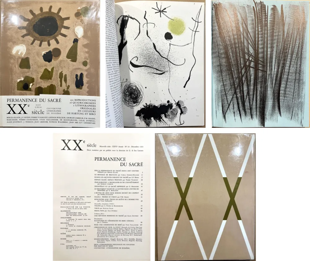 Libro Ilustrado Miró - XXe Siècle (Nouvelle série). XXVI Année. N°24. Permanence du Sacré. Déc. 1964 (Miro, Hartung)