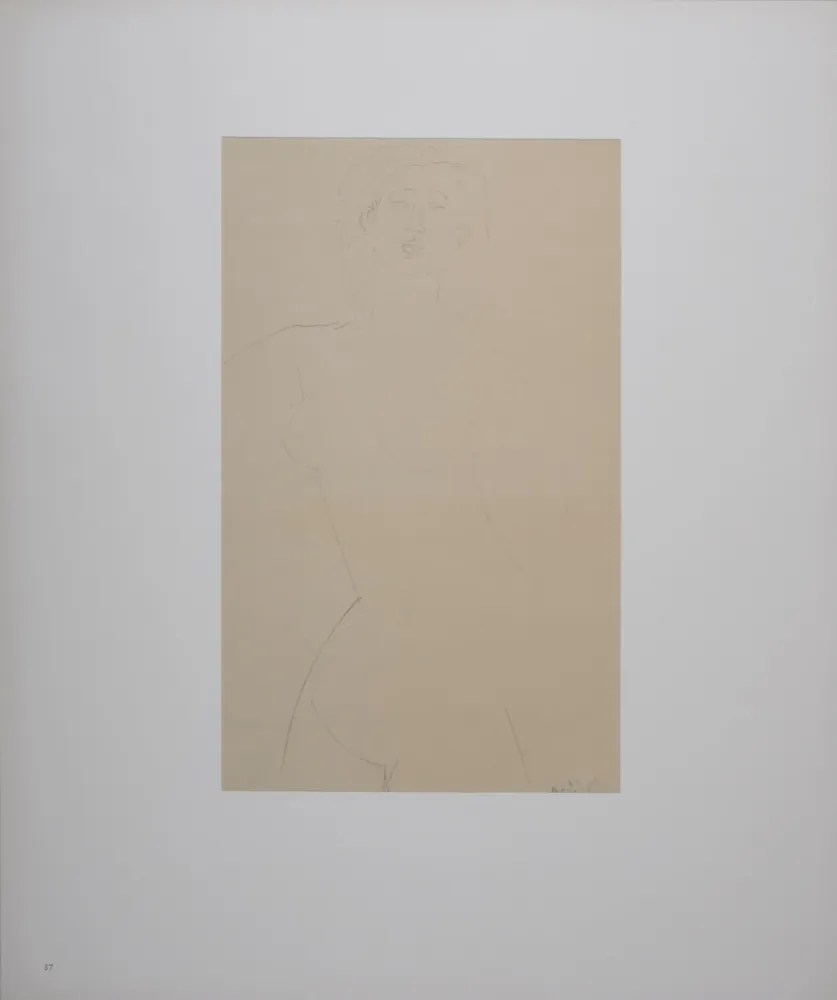 Litografía Modigliani - Femme nue aux cheveux bouclés