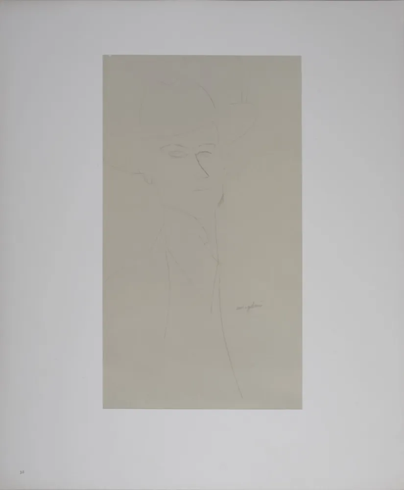 Litografía Modigliani - Portrait of Man