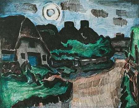 Litografía Mollenhauer - Nächtliche Straße in Keitum