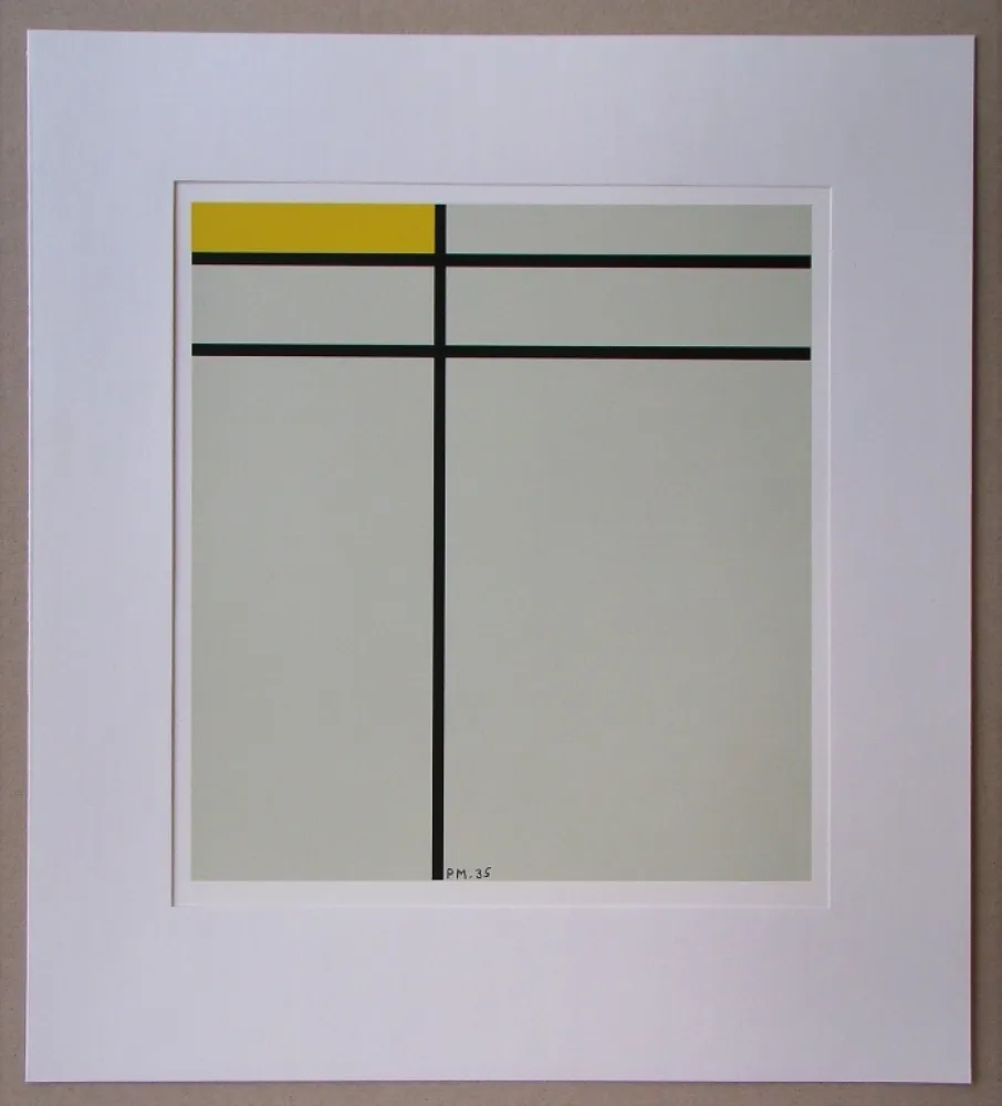 Serigrafía Mondrian - Compositie met geel - 1935