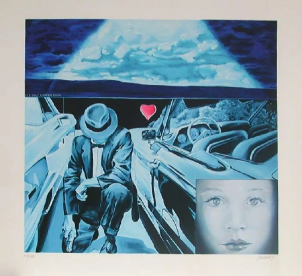 Litografía Monory - Lune de papier