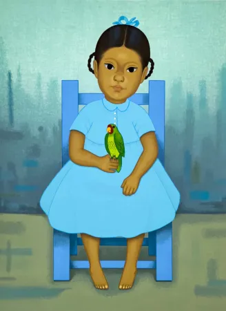 Serigrafía Montoya - Chica con pajaro