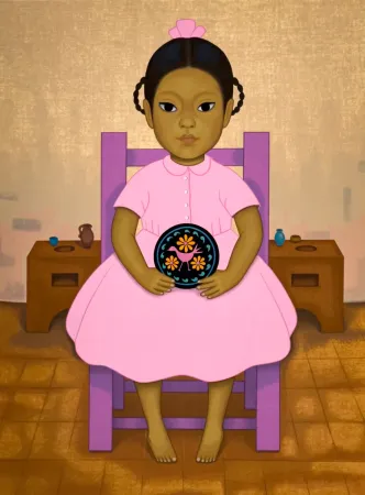 Serigrafía Montoya - Cocina, chica con plato