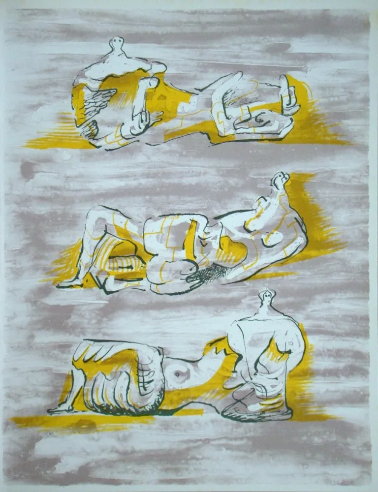 Litografía Moore - Figures allongées