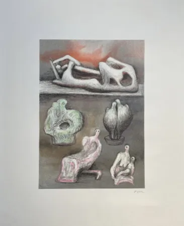 Litografía Moore - Five Ideas for Sculpture (C. 610)