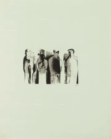 Litografía Moore - La Poesie: Four Standing Figures (C. 323)