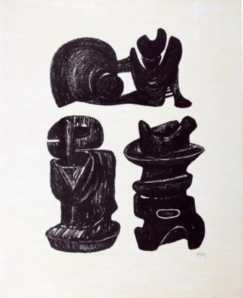 Litografía Moore - La Poesie: Three Sculptural Forms (C. 320)
