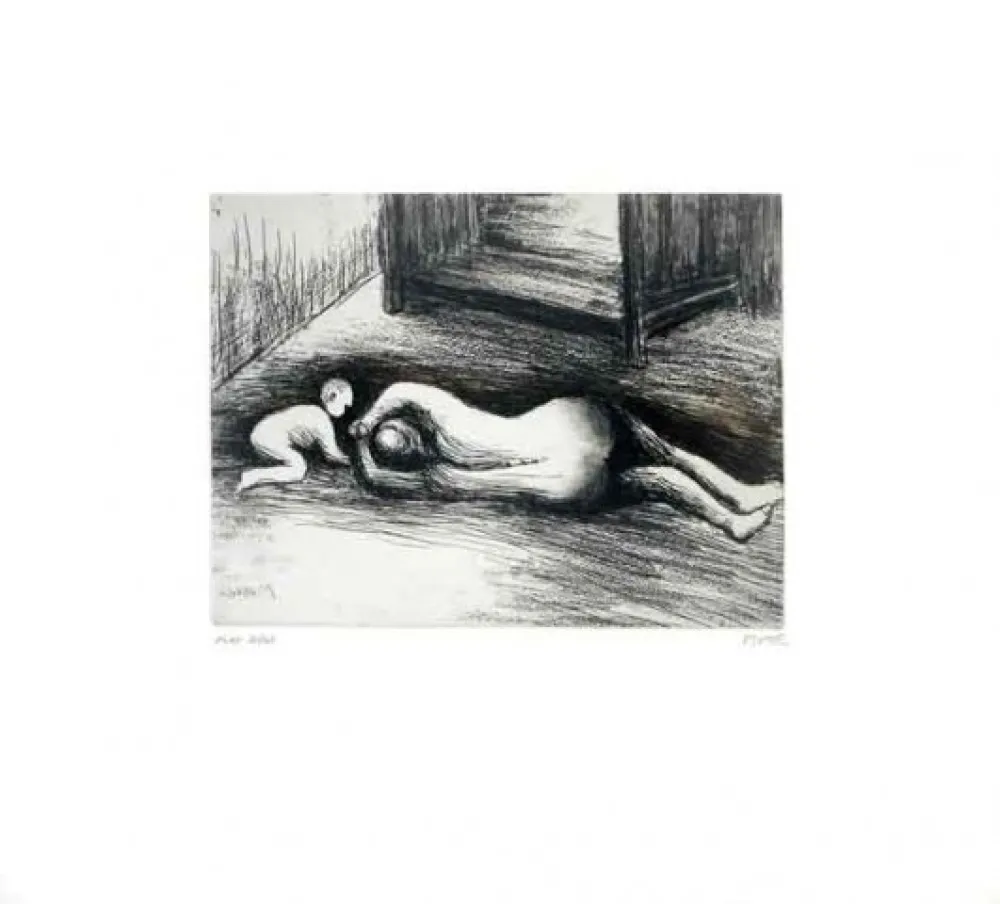 Aguafuerte Y Aguatinta Moore - Mother and child XV