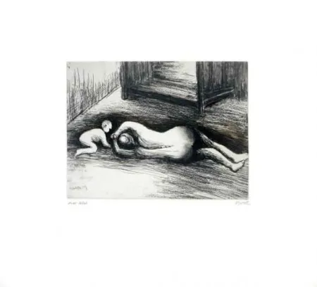 Aguafuerte Y Aguatinta Moore - Mother and child XV