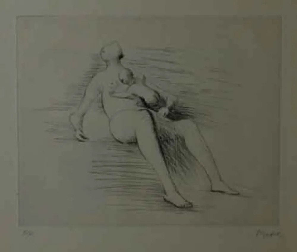 Aguafuerte Moore - RECLING MOTHER AND CHILD II