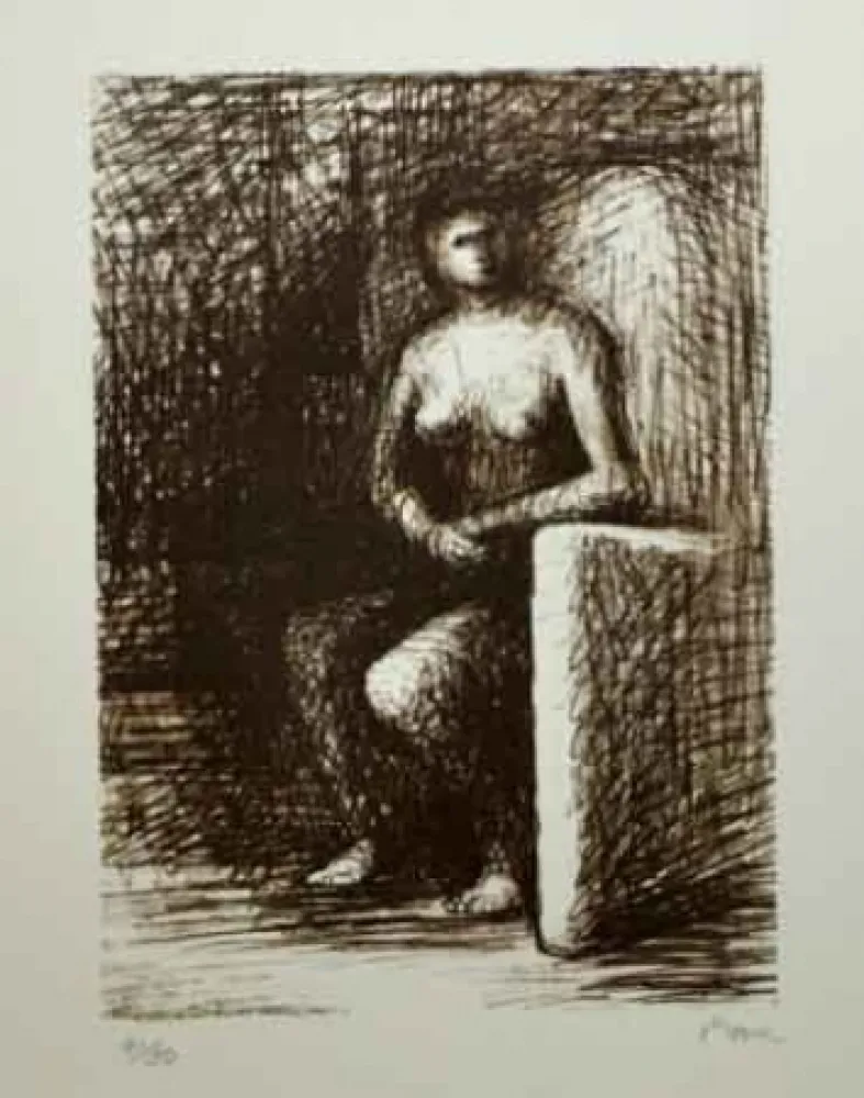 Litografía Moore - SEATED FIGURE III DARK ROOM